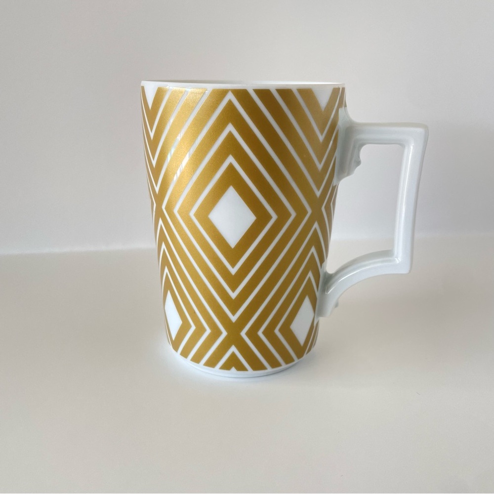 Starbucks x Rosanna Gold Diamond Print Argyle 12 OZ Coffee Mug Cup Germany 2013 - Picture 8 of 10